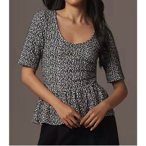 Maeve Black and White Patterned Blouse